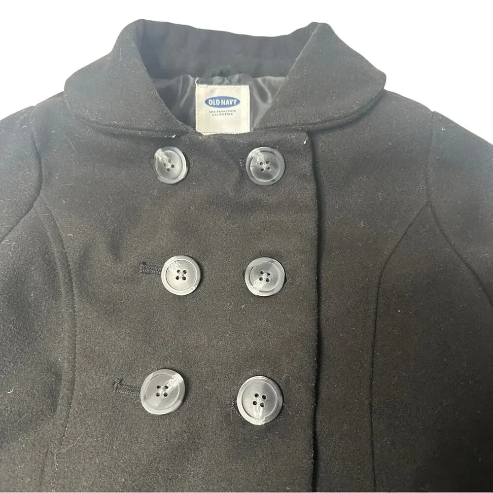 Old Navy Girls Black Peacoat Coat Size 5T Double Breasted Winter